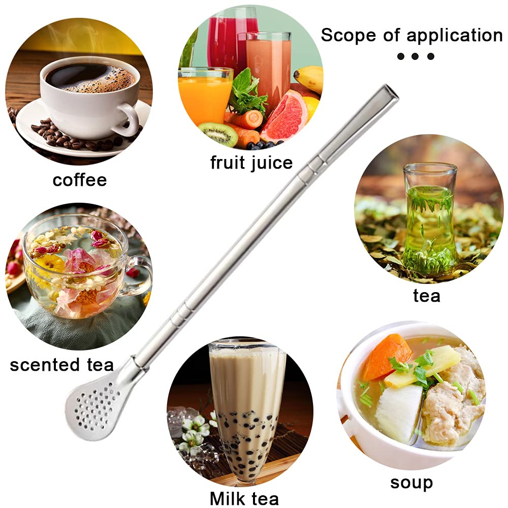 Stainless Steel Yerba Mate Bombilla Straw with Filter - 4 Pack for Tea & Coffee
