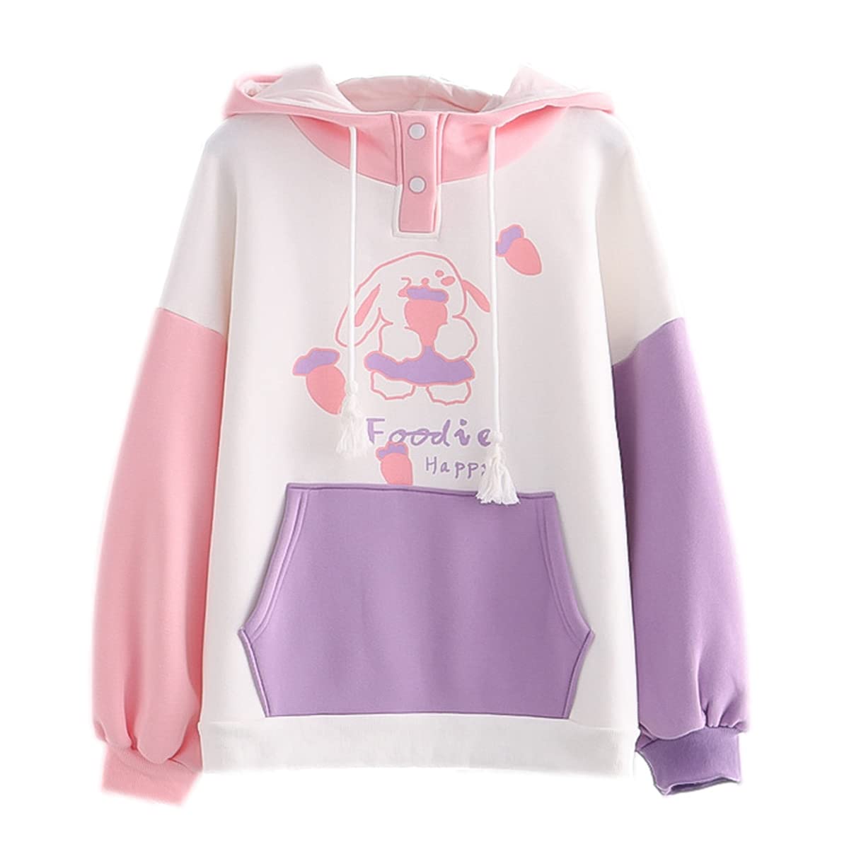 Cute Bunny Hoodie for Teens - Kawaii Japanese Cartoon Graphic Cotton Pullover Hooded Sweatshirt for Girls | Casual Wear, Anime Cosplay, Street Fashion