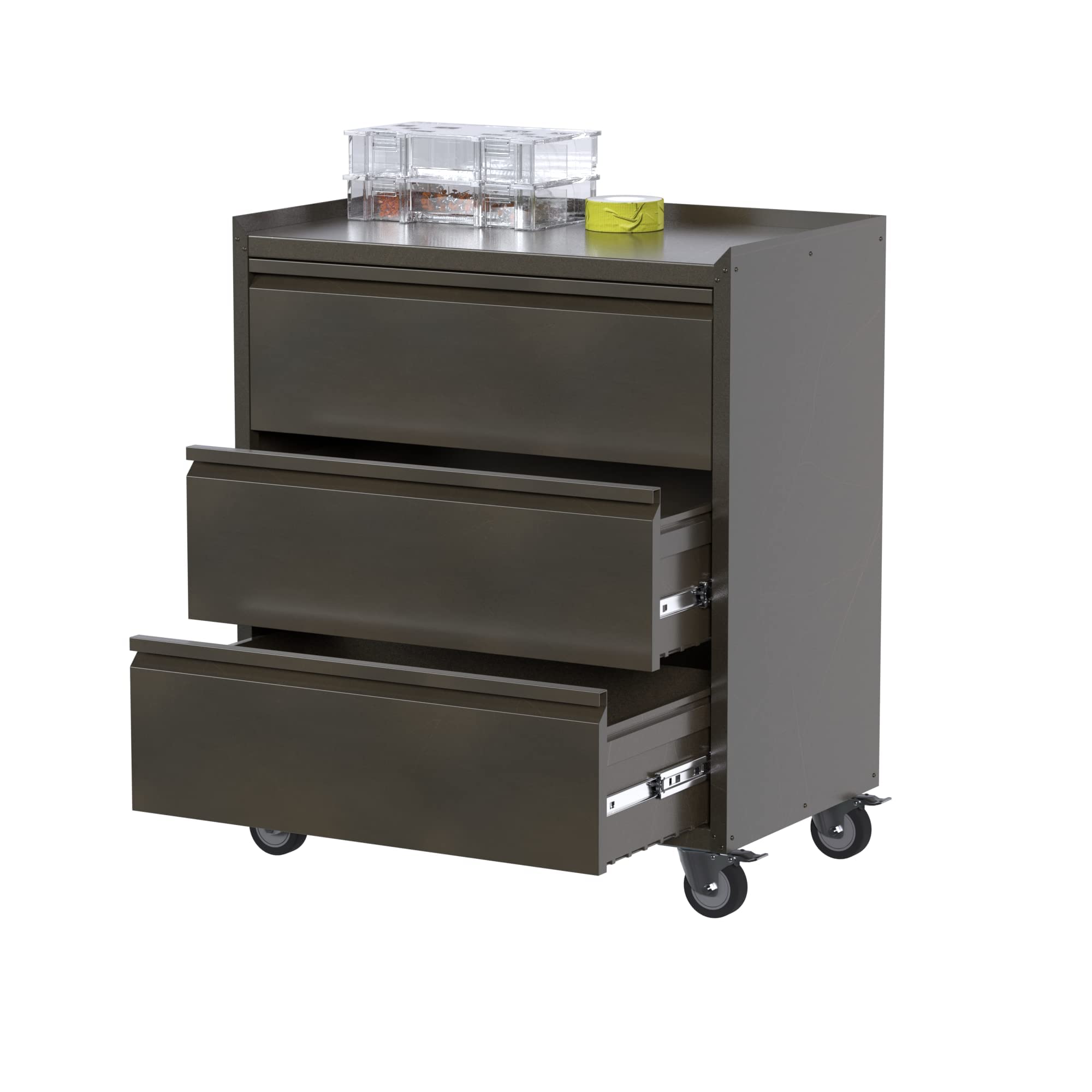 Vintage Style Metal Garage Storage Cabinet with Wheels - 3-Drawer Rolling Tool Chest for Workshop & Garage Organization | Heavy-Duty Mobile Tool Cabinet for DIY, Automotive & Home Storage