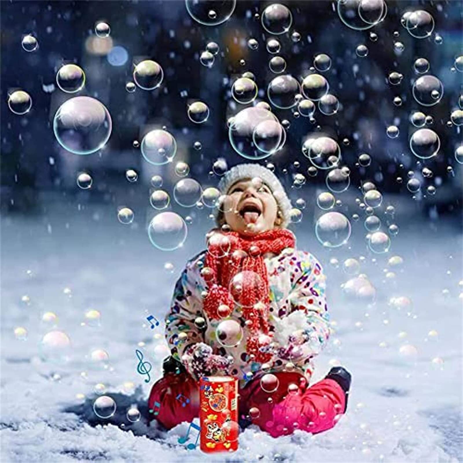 Portable Firework Bubble Machine with LED Lights - Fun Bubble Blower for Kids, Parties, New Year Celebrations & Outdoor Events - Perfect Gift for Boys & Girls