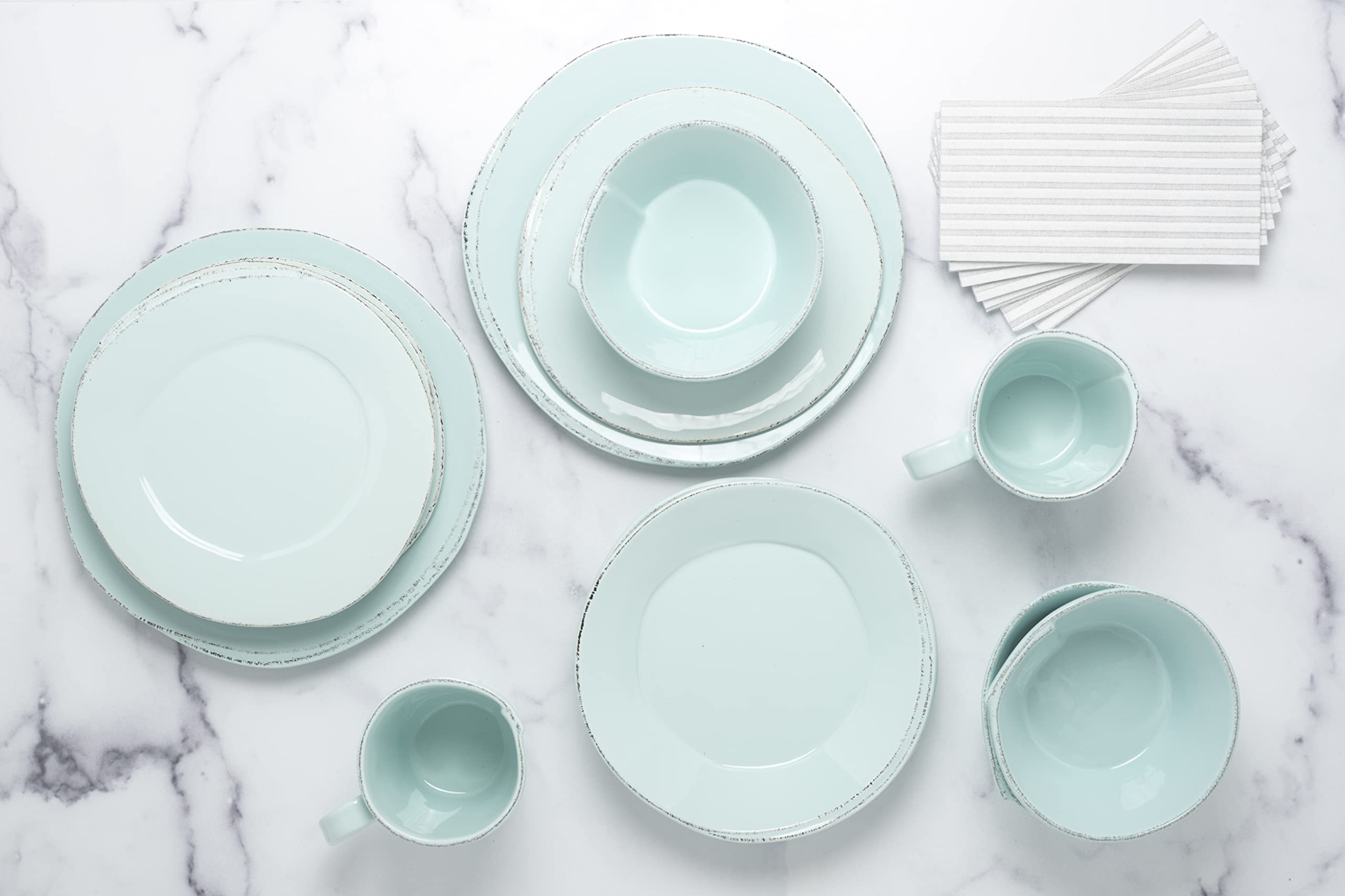 Vietri Aqua Pasta Bowls Set of 4 - 8.5