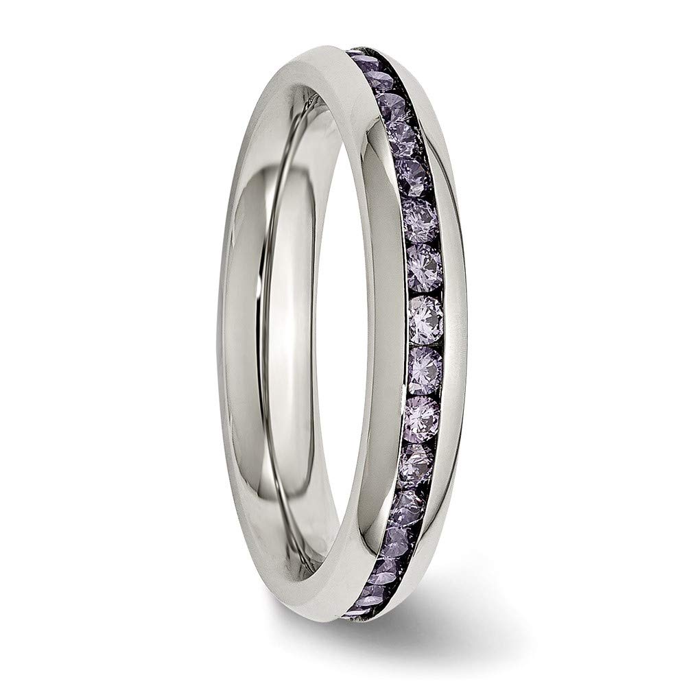 4mm Purple CZ Ring for Women - Stainless Steel Jewelry Gift for Her - Perfect for Valentine's Day