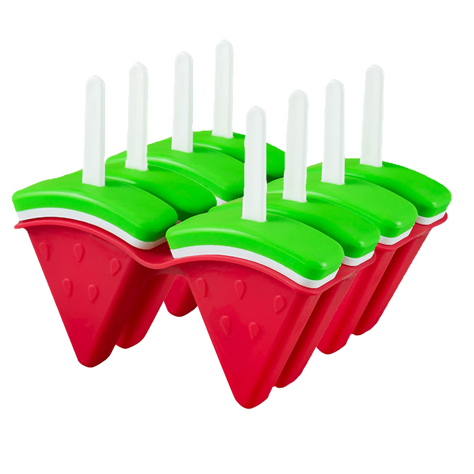 8-Piece Reusable Popsicle Molds Set - BPA Free Ice Pop Maker with Sticks for Homemade Watermelon Freeze Pops & Ice Cream - Perfect for Summer Treats, Kids Snacks, and Healthy Frozen Desserts