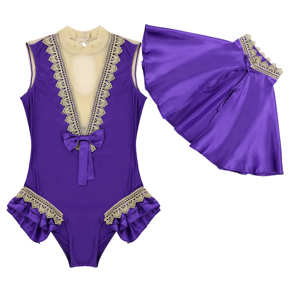 Freebily Women's Circus Trapeze Artist Leotard Bodysuit - Costume & Cosplay Cape Outfit for Halloween, Dance Performance, Themed Parties & Dress Up