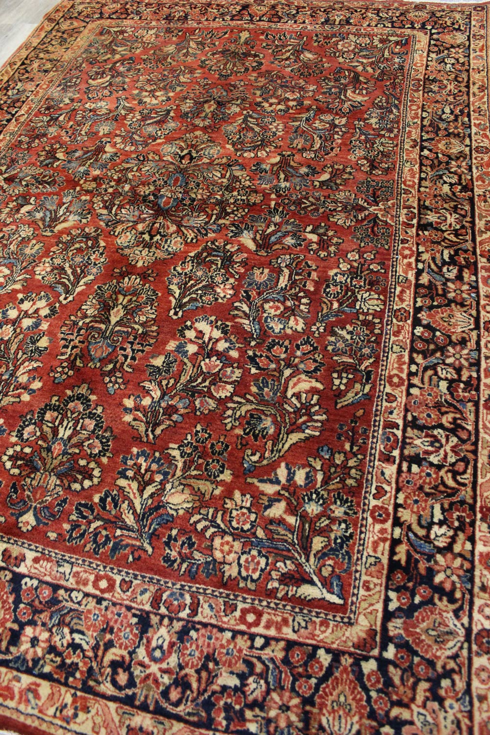 Antique Sarouk Handwoven Traditional Persian Rug - J68825 | Vintage Home Decor for Living Room, Bedroom & Office
