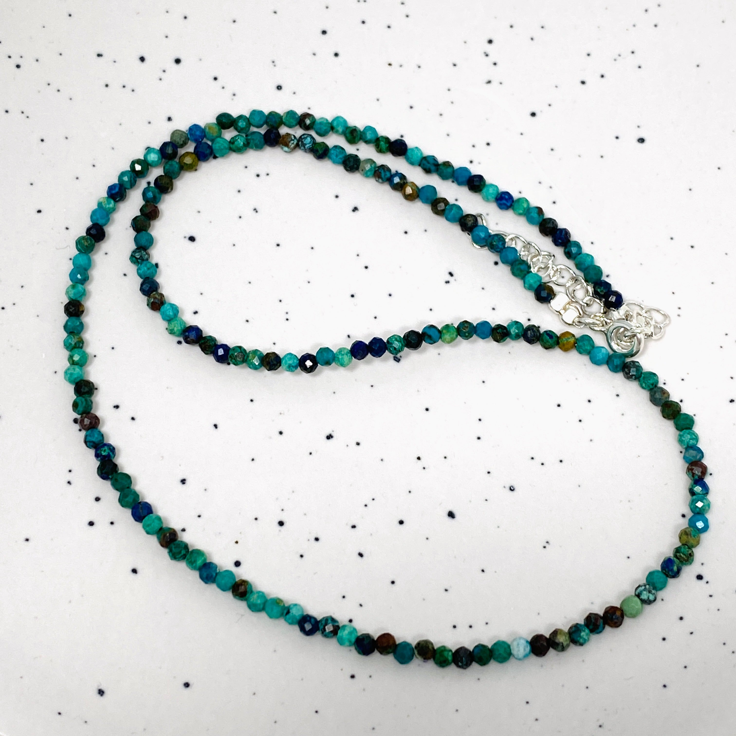 2.5mm Micro Bead Chrysocolla Necklace - Elegant Handmade Gemstone Jewelry for Women, Perfect for Daily Wear, Office & Special Occasions