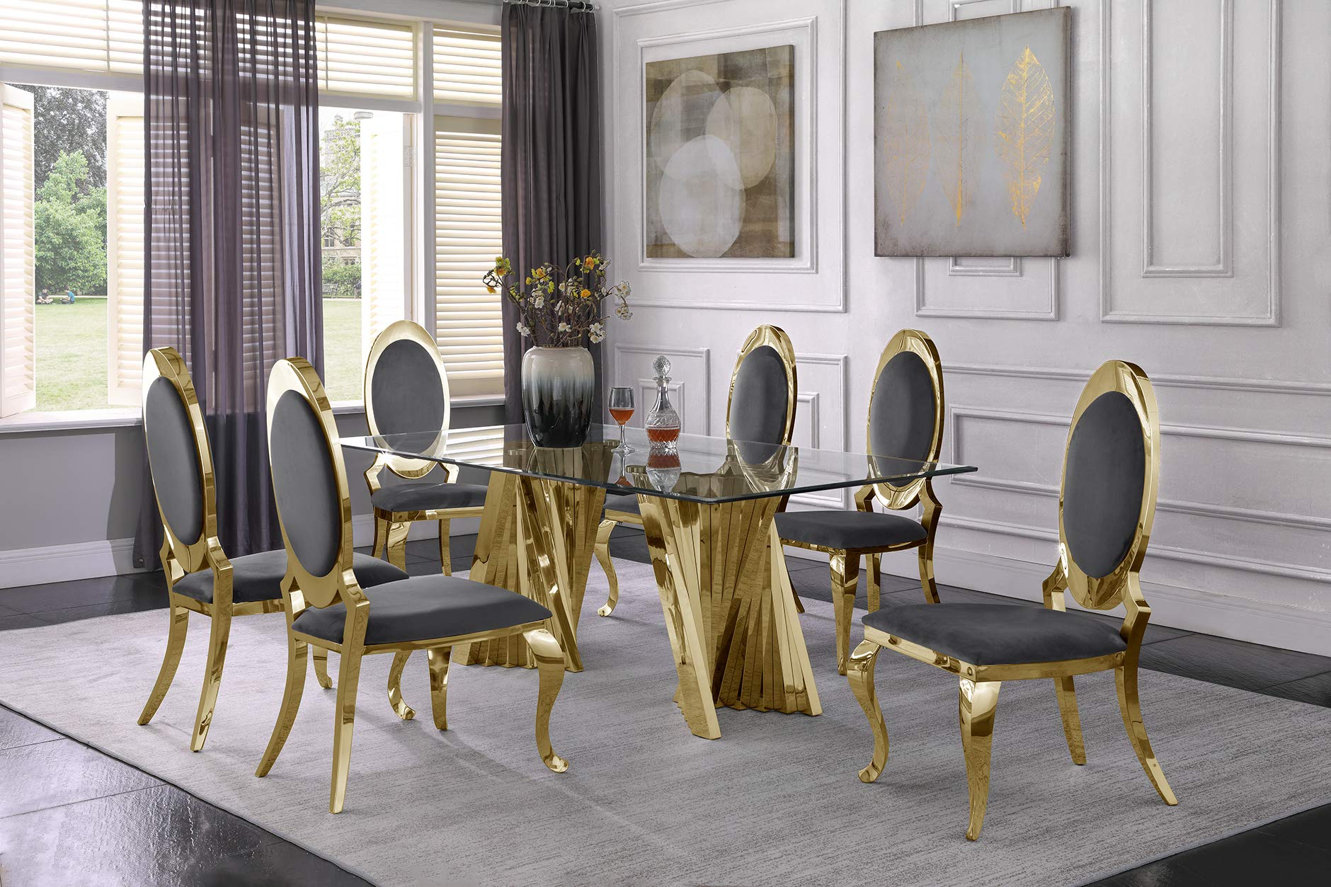 Modern 6-Piece Gray Dining Set D02-6SC184 - Perfect for Small Spaces, Kitchen Nooks & Cozy Family Meals