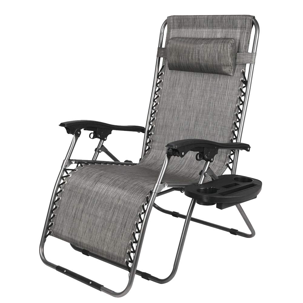 Bysesion GT2-XJ Zero Gravity Lounge Chair - Extra Wide Folding Recliner for Outdoor, Patio, Poolside & Backyard Relaxation - Comfortable Leisure Chair in Gray