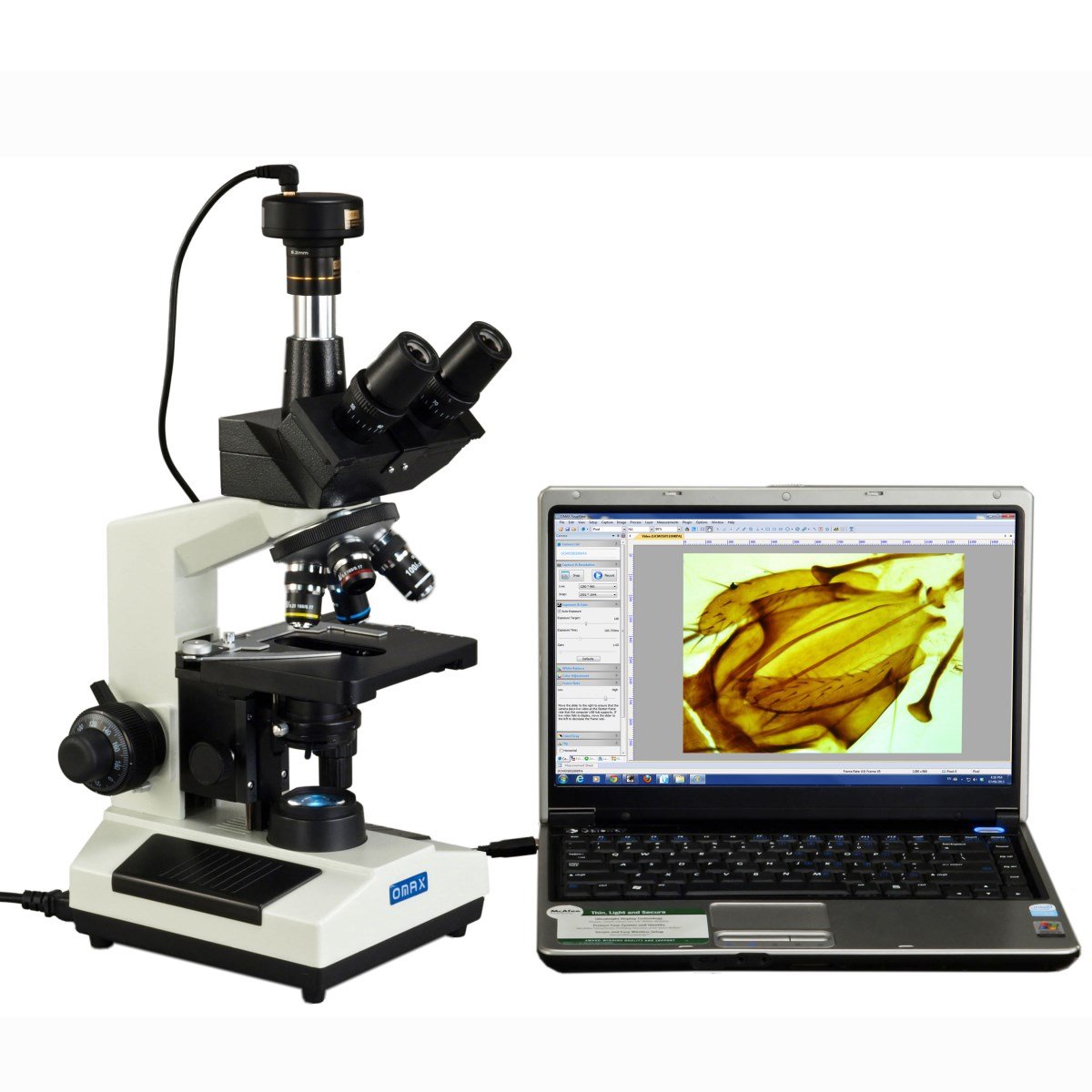 OMAX 40X-2500X Trinocular Compound LED Microscope with 5MP Digital Camera for Lab Research, Biology Studies & Scientific Exploration | Professional-Grade Microscopy for Education, Medical Analysis & Industrial Inspection