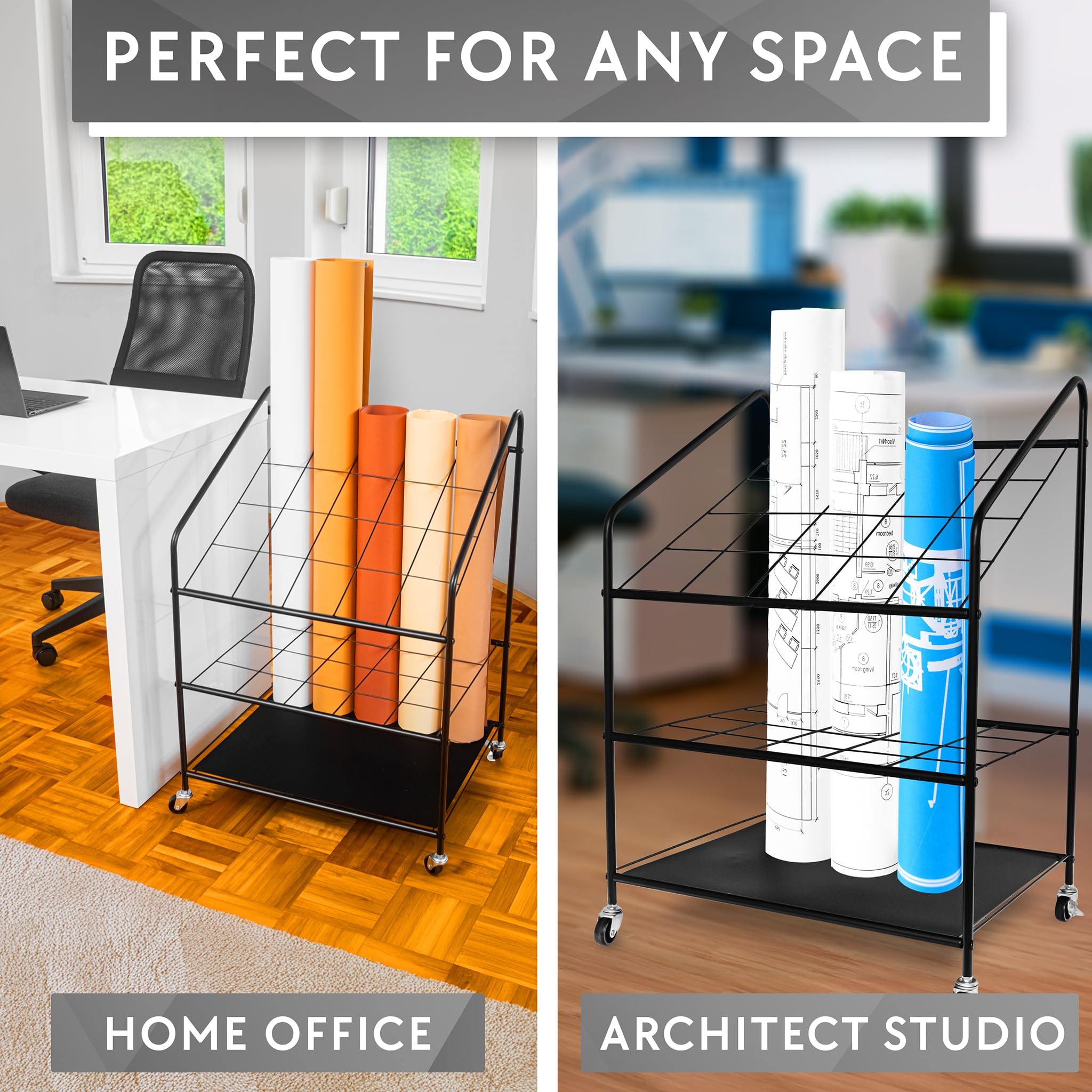 Blueprint Holder Storage Organizer with 20 Compartments - Large Blueprint Storage Rack for Posters, Maps, Documents - Perfect for Architects, Engineers & Office Organization