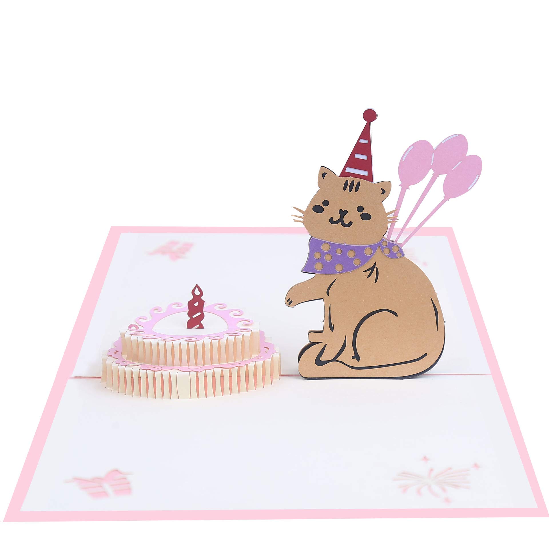 3D Pop Up Greeting Card for Valentine's Day, Mother's Day, Anniversary & Birthday - Pink Cat Design | Perfect for Wife, Mom & Loved Ones | Romantic & Heartfelt Gift Idea for Special Occasions