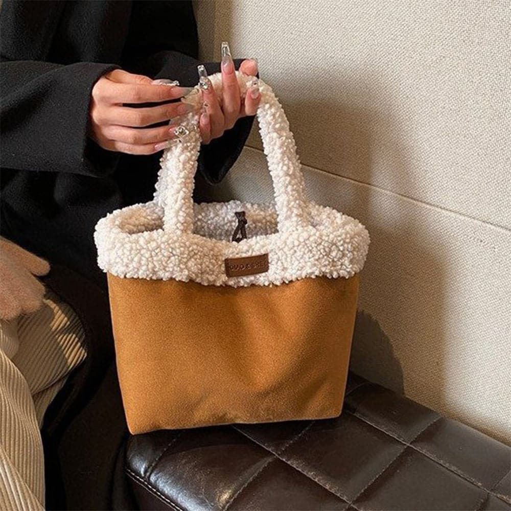 AG Collective Fluffy Trim Handbag - Small Minimalist Crossbody Purse for Women | Perfect for Everyday Use, Date Nights & Travel