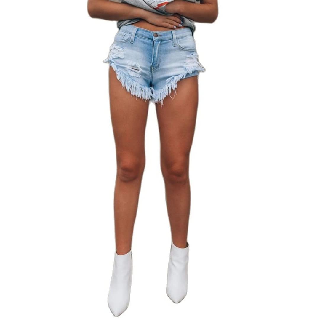 Sexy High Waist Denim Shorts for Women - Summer Fashion with Tassel Hole Design | Perfect for Beach, Party & Casual Wear