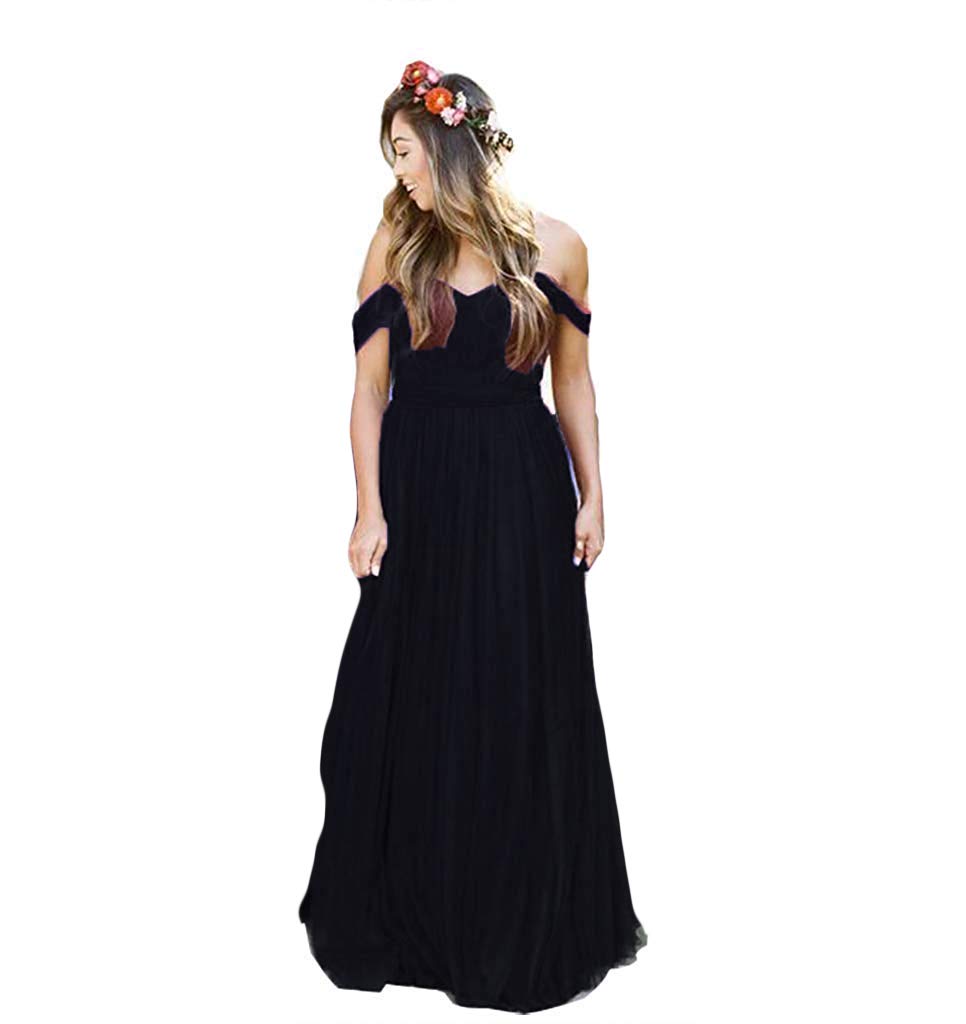 Elegant Long Off-Shoulder Tulle Bridesmaid Dress for Wedding Party & Prom | Sweetheart Neckline Formal Gown | Perfect for Bridal Shower, Evening Events & Special Occasions