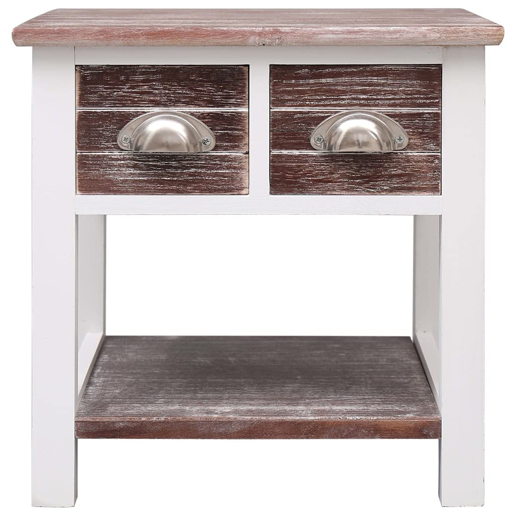 Wooden Nightstand with 2 Drawers & Shelf - 40cm Bedside Table for Bedroom & Office