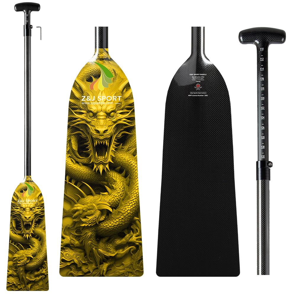 Premium Adjustable Dragon Boat Paddle - IDBF Approved Carbon Fiber Racing Paddle with Dragon Design & Adjustable T-Handle for Competitive Rowing | Perfect for Dragon Boat Racing, Team Training, and Water Sports Enthusiasts