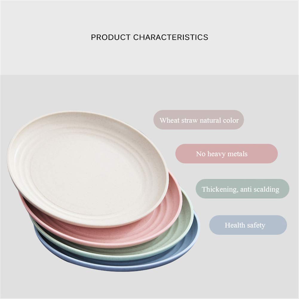 RemeeHi Wheat Straw Dinner Plates Set - 4 Medium & 4 Mini Unbreakable Plates, Microwave & Dishwasher Safe, Eco-Friendly Plastic Dinnerware for Home, Picnics, Camping & Outdoor Dining