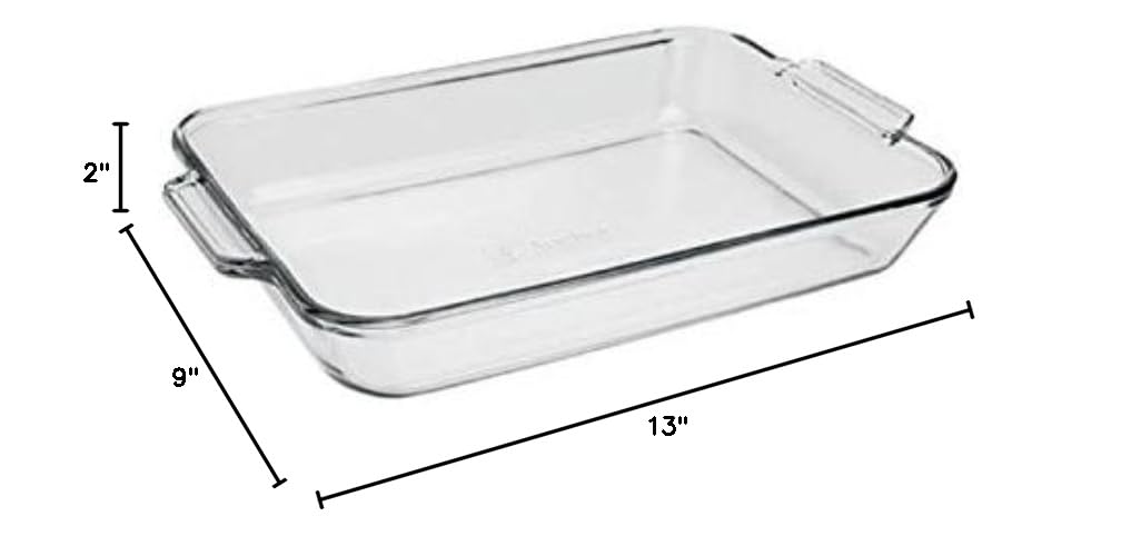 Anchor Hocking 81935OBL11 3-Quart Clear Glass Baking Dish - Oven Safe Bakeware for Casseroles, Lasagna, Brownies & More - Perfect for Family Dinners & Holiday Cooking