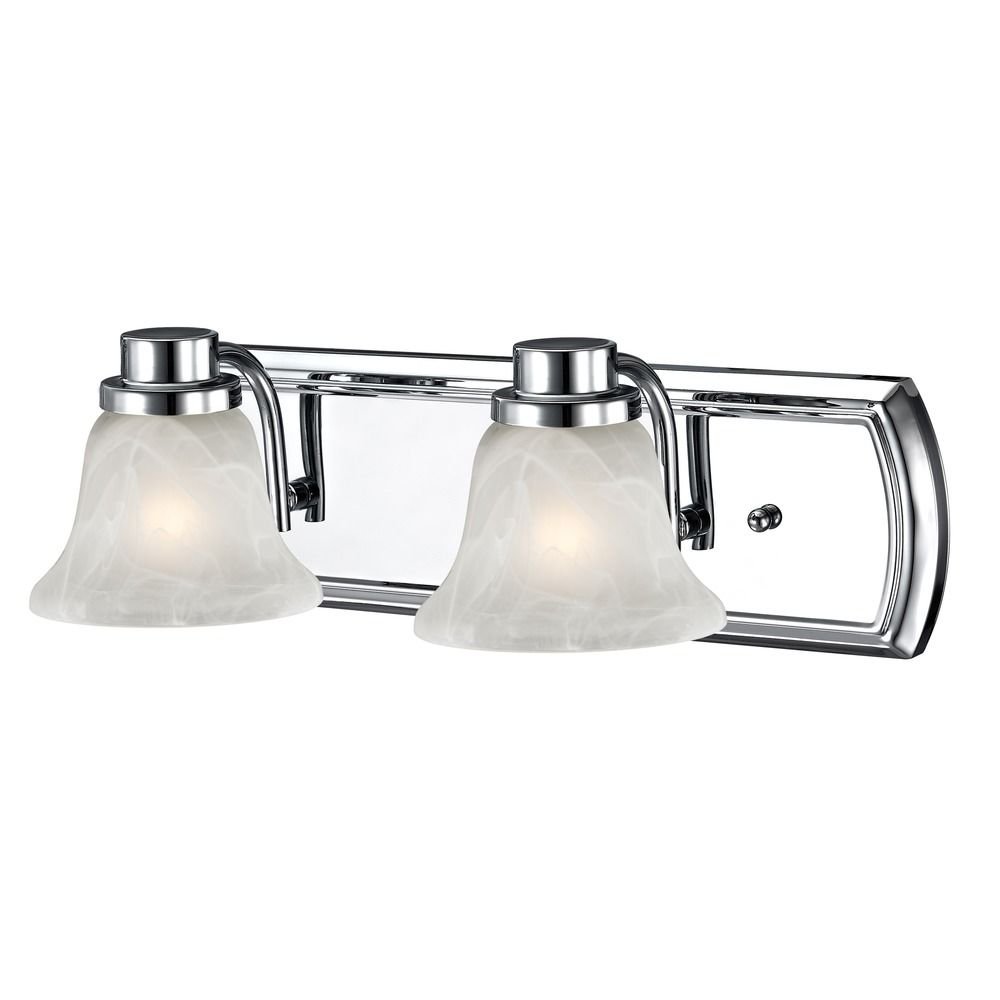 Chrome Alabaster Glass 2-Light Bathroom Vanity Light Fixture - Perfect for Modern Bathrooms, Powder Rooms & Spa Retreats