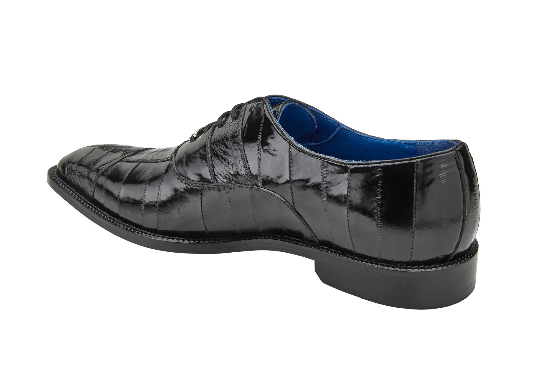 Belvedere Mare Genuine Ostrich & Eel Leather Dress Shoes for Men - Black Formal Business Shoes | Perfect for Office, Weddings & Special Occasions