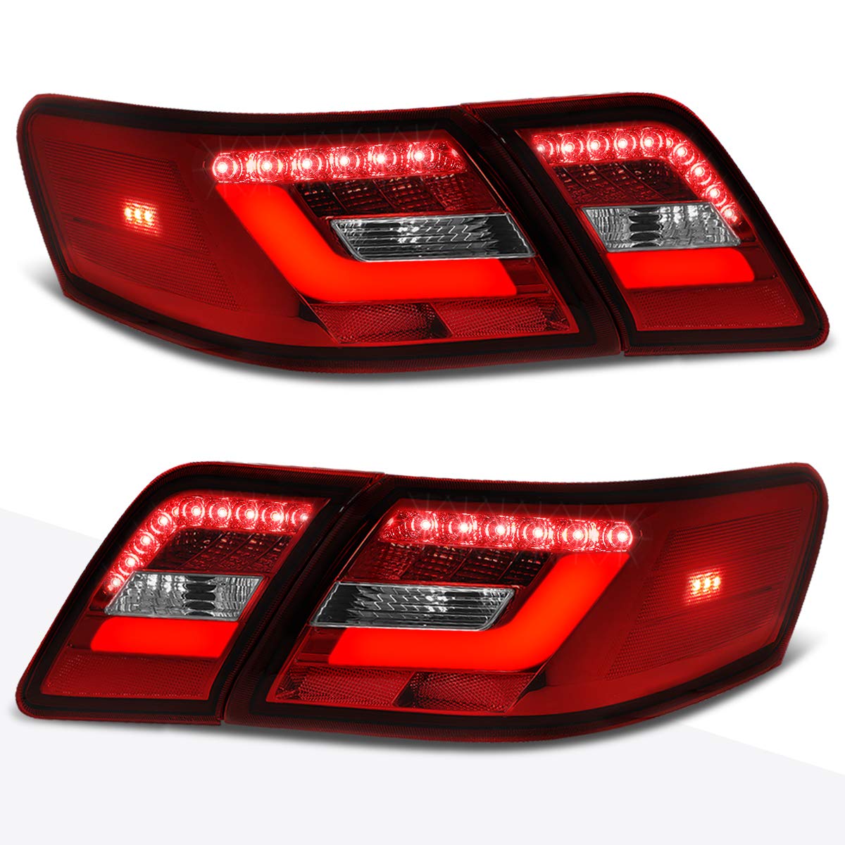 3D LED Tail Light Bar for Toyota Camry 2010-2011 - Red/Clear Brake & Reverse Lamps - Easy Installation & Enhanced Visibility for Night Driving & Safety