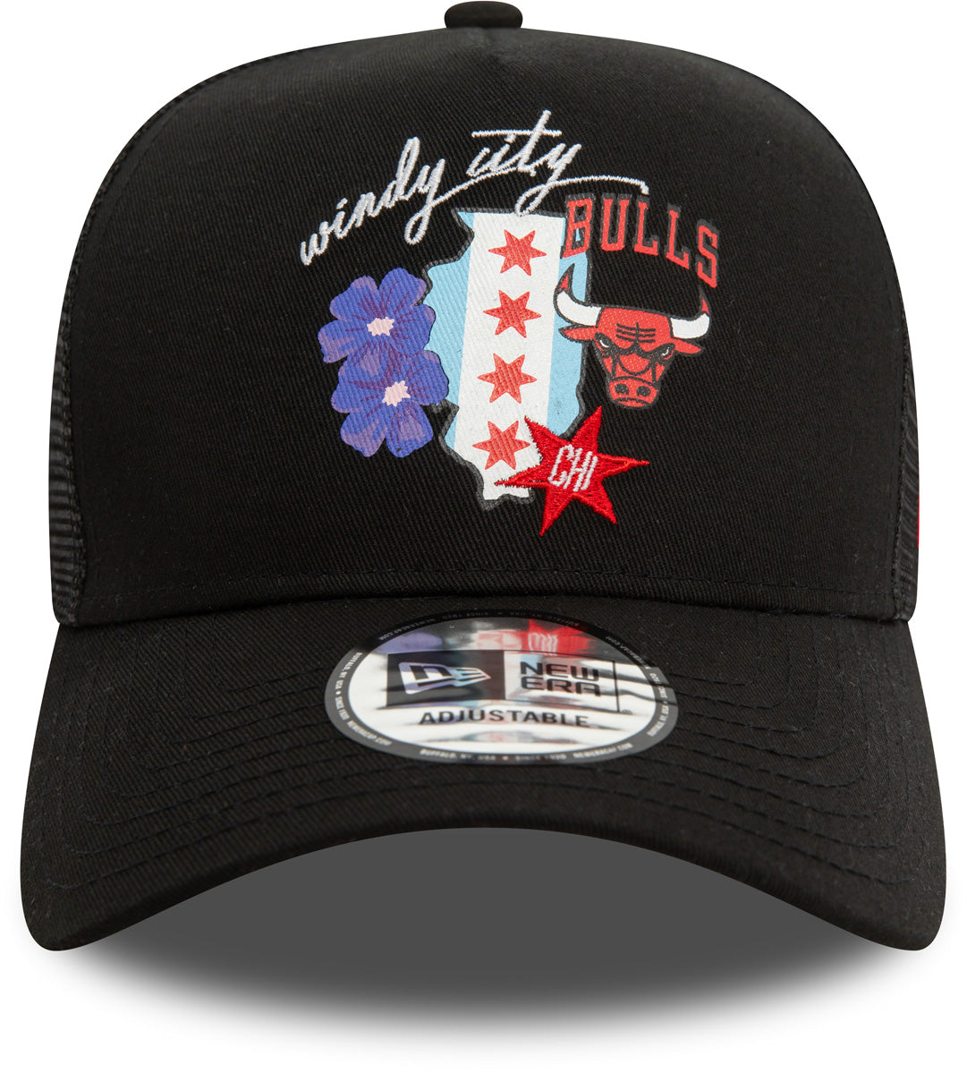 Chicago Bulls New Era NBA Team Logo Black Trucker Cap - Adjustable Snapback Hat for Men & Women - Perfect for Basketball Games, Sports Events & Streetwear Fashion