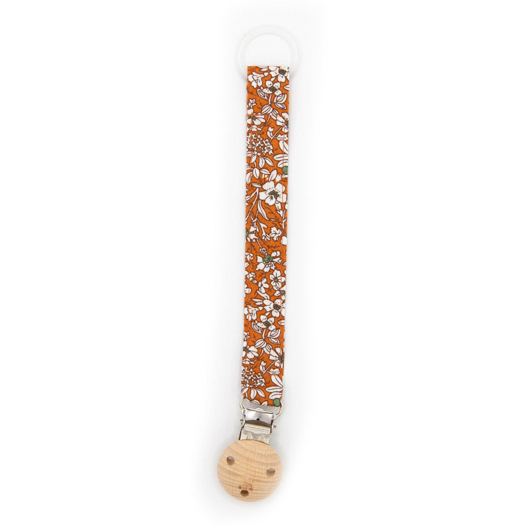 Organic Linen Pacifier Clip with Natural Wood Top - 3 Hole Design for Baby Safety | Perfect for Strollers, Car Seats & Diaper Bags