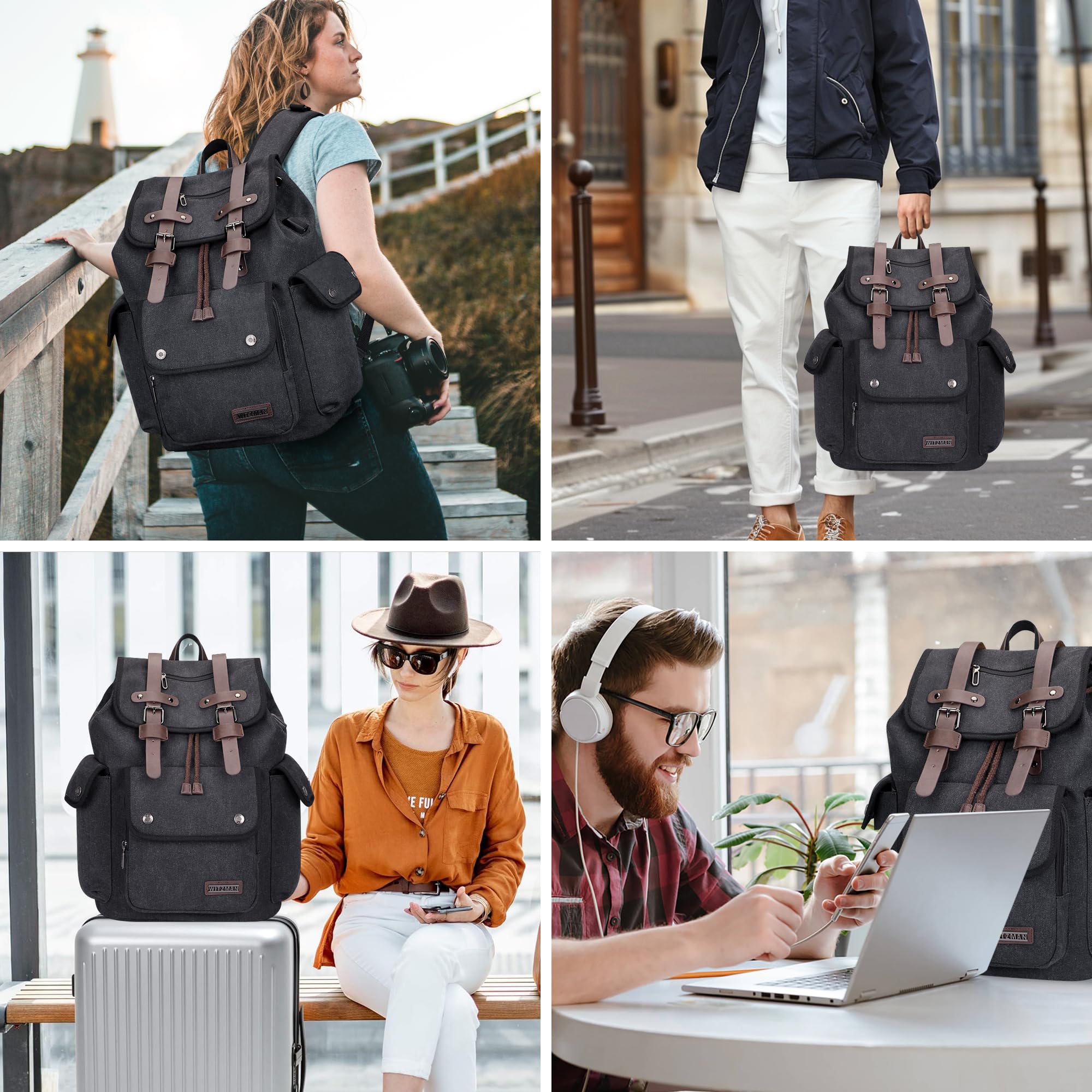 Vintage Canvas Backpack for Men - High Capacity Travel Rucksack for Hiking & Daily Use