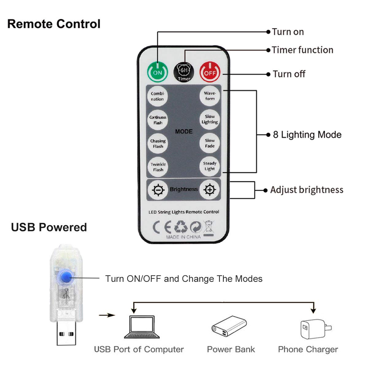 144 LED Waterproof USB Fairy String Lights - 7.9x5.9ft White Twinkle Curtain Lights with Remote & 8 Modes | Bedroom Wall, Window Decor | Indoor/Outdoor Wedding, Christmas, Halloween Party Decorations