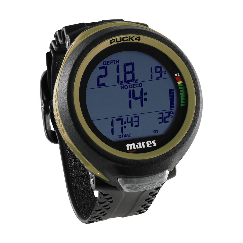 Mares Puck 4 Dive Computer - Wrist Mounted Scuba Diving Instrument with Backlight for Underwater Exploration & Night Diving