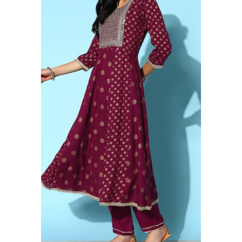 Printed Empire Cut Kurta Set for Women - Elegant Festive Ethnic Wear for Diwali, Weddings & Special Occasions