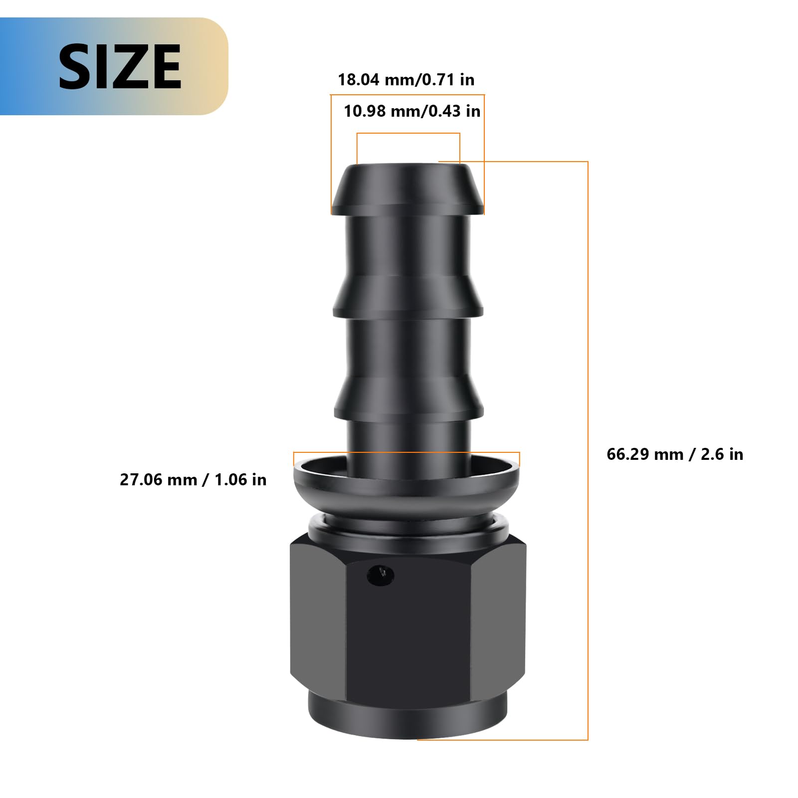 10AN Straight Push Lock Swivel Hose End Fitting - Reusable Anodized Aluminum Alloy Black Connector for Fuel, Oil & Coolant Lines (0 Degree) - Perfect for Automotive, Marine & Industrial Applications