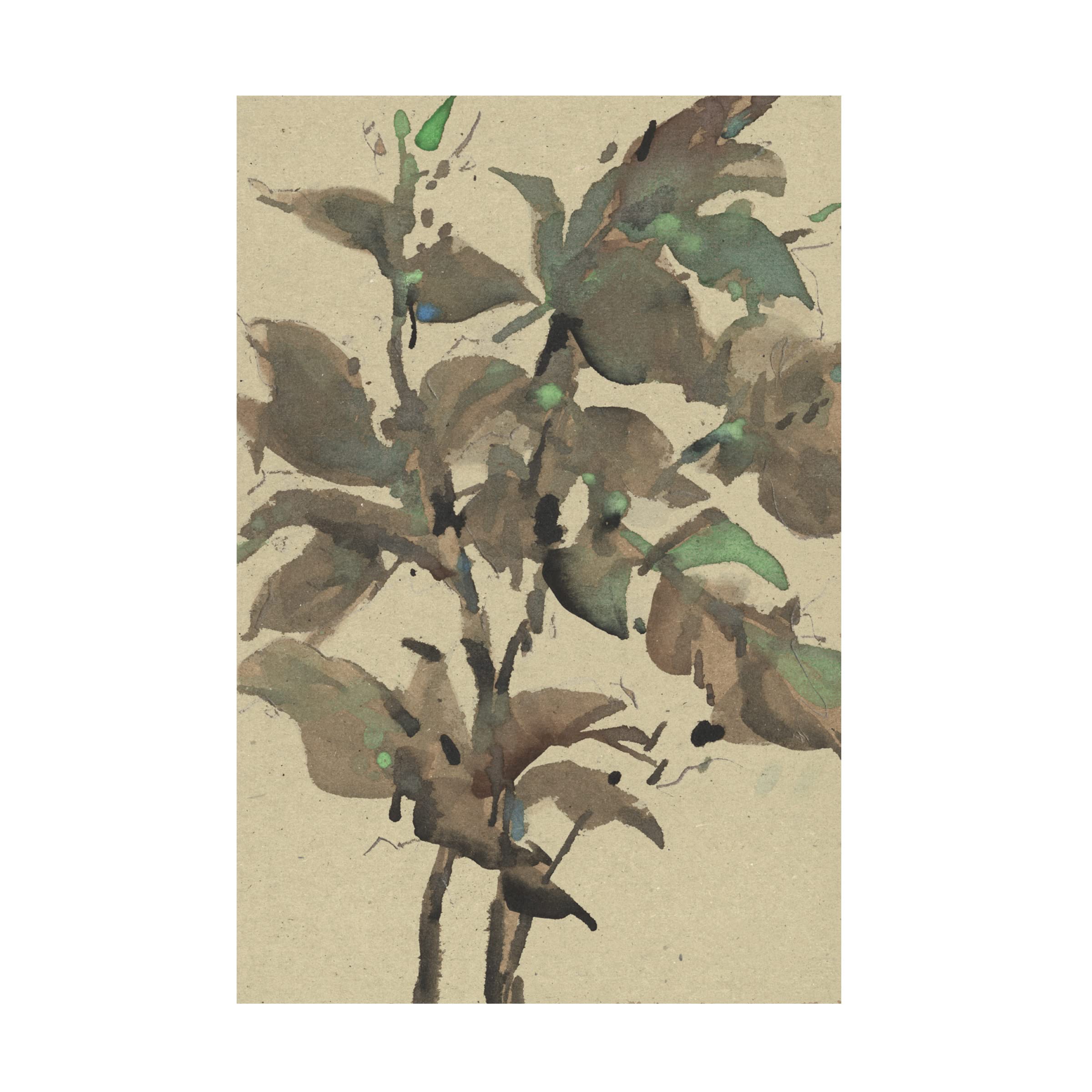 Samuel Dixon 'Leaves On Taupe I' Canvas Wall Art Print - Modern Botanical Home Decor for Living Room, Bedroom & Office