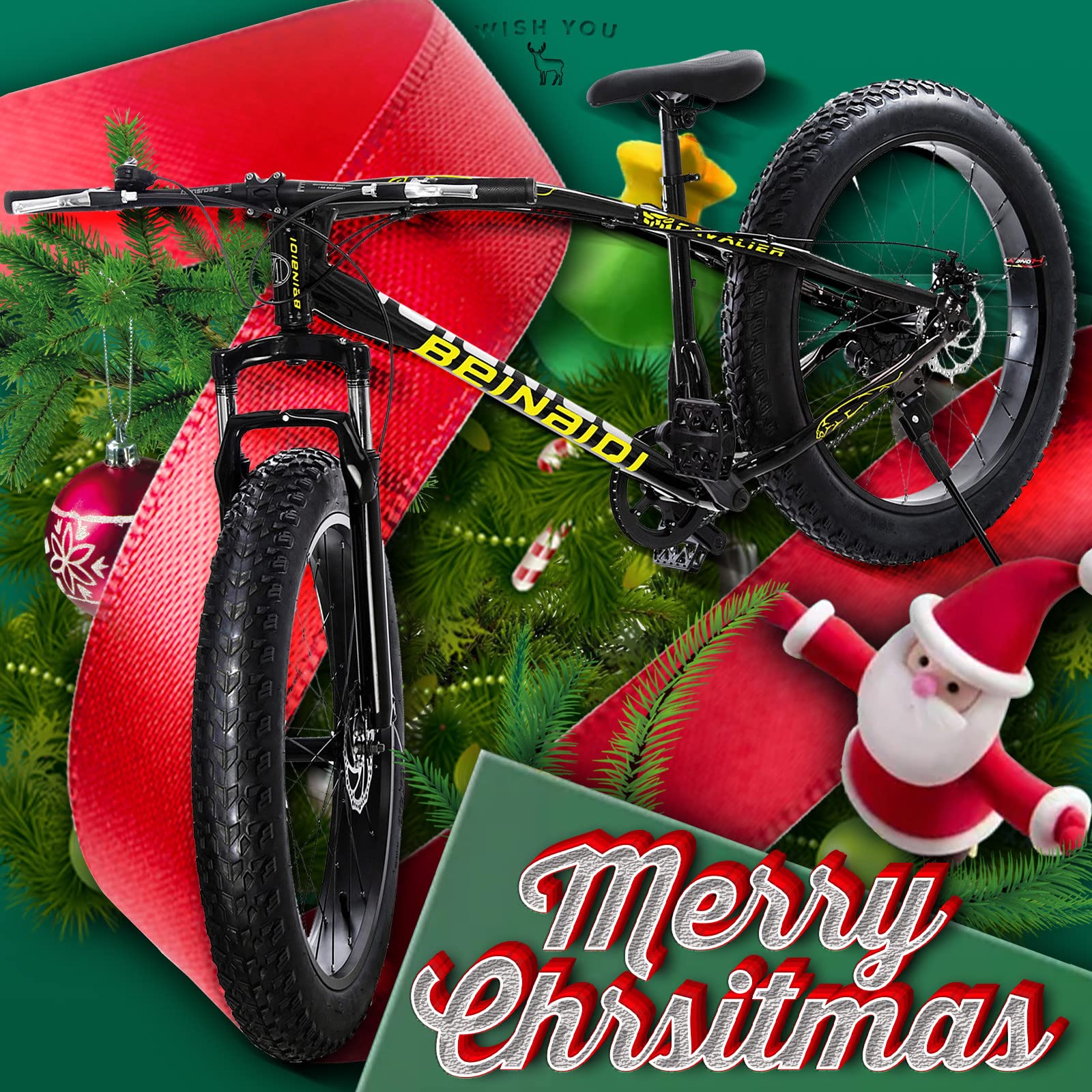 Fat Tire Mountain Bike - Shimano 21-Speed, High-Carbon Steel Frame, Disc Brakes for Men - Perfect for Winter Trails & Off-Road Cycling
