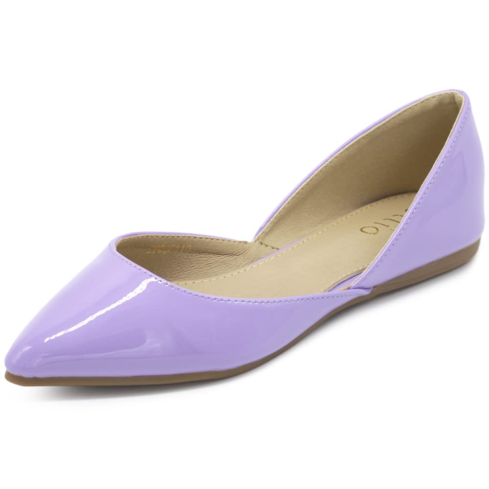 Ollio Women's Patent Leather Slip On Ballet Flats - Comfortable Lightweight Pointed Toe Shoes for Work, Office & Casual Wear | F110 Style