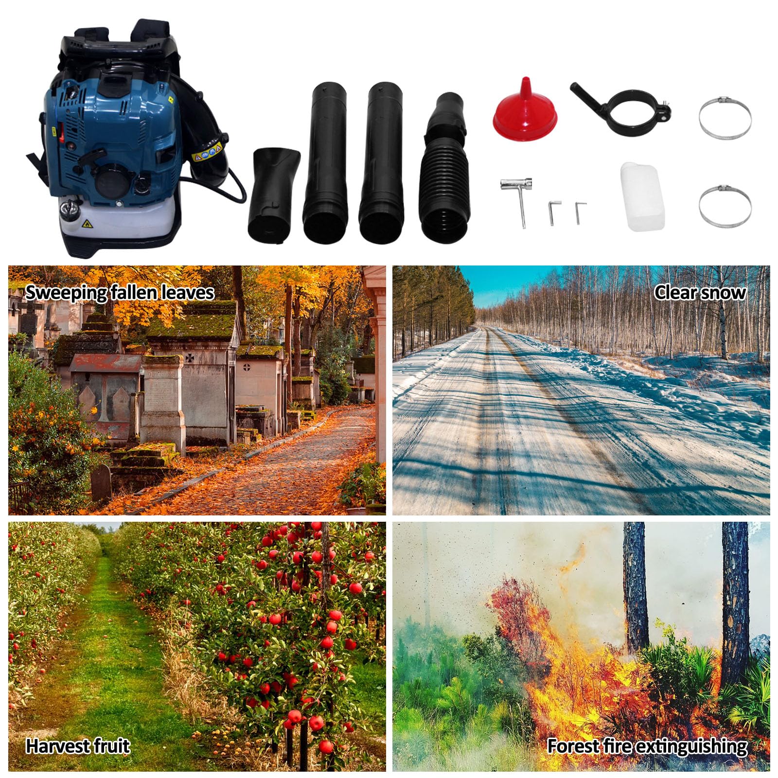 Automoris 78CC 4-Cycle Gas Powered Backpack Leaf Blower - Cordless Lawn & Garden Blower with Air-Cooled Engine - Ideal for Yard Work, Leaf Removal, Snow Clearing & Outdoor Maintenance