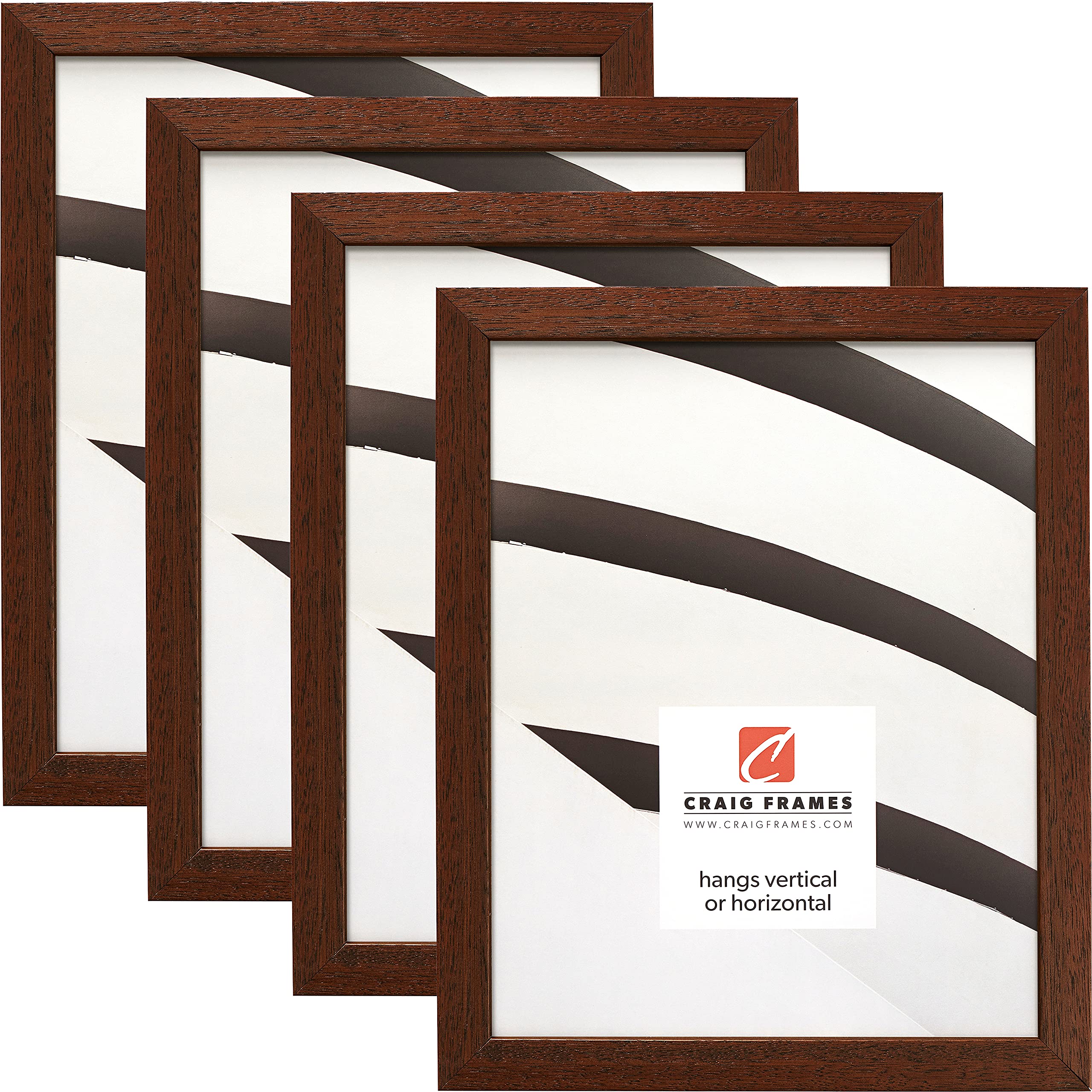 Craig Frames 10x13 Inch Walnut Brown Farmhouse Picture Frames - Set of 4 Rustic Wood Photo Frames for Wall Decor, Living Room, Bedroom & Office Display