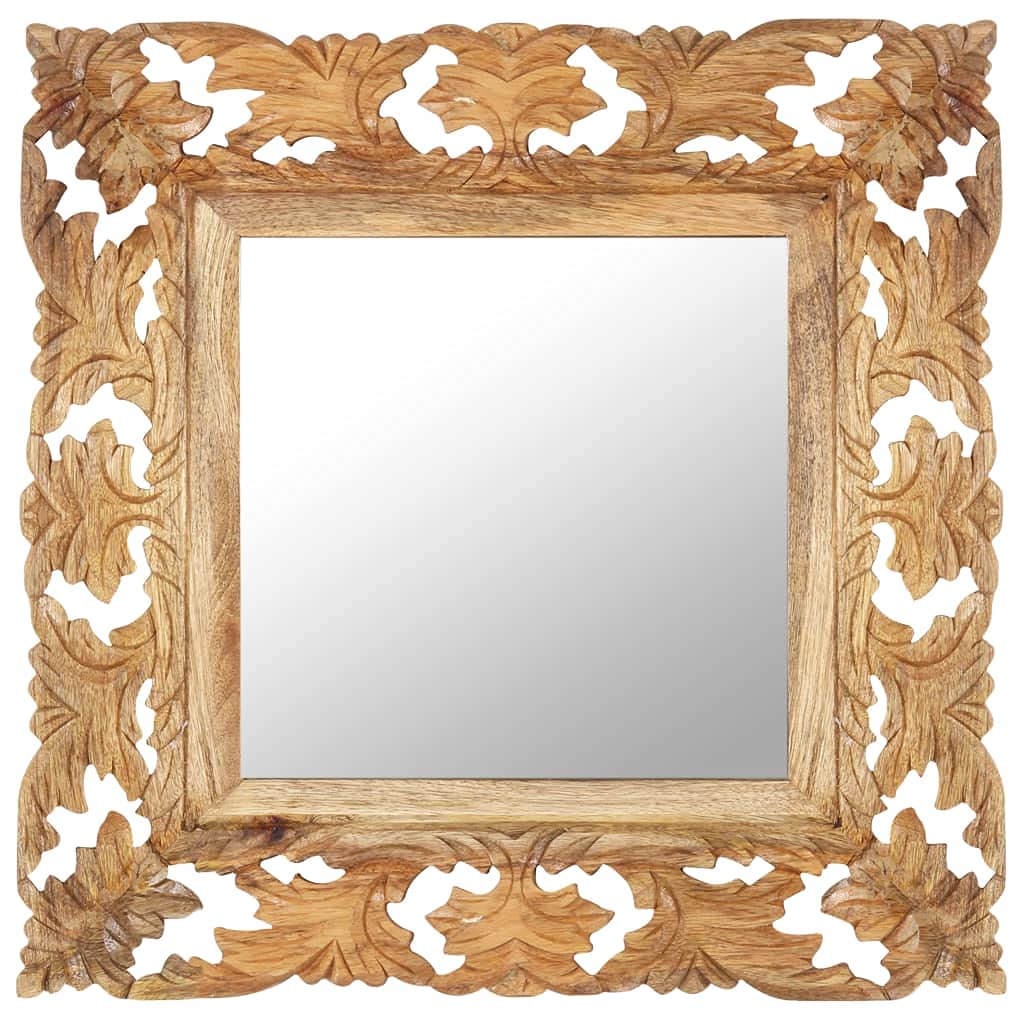 Hand Carved Brown Mirror 19.7