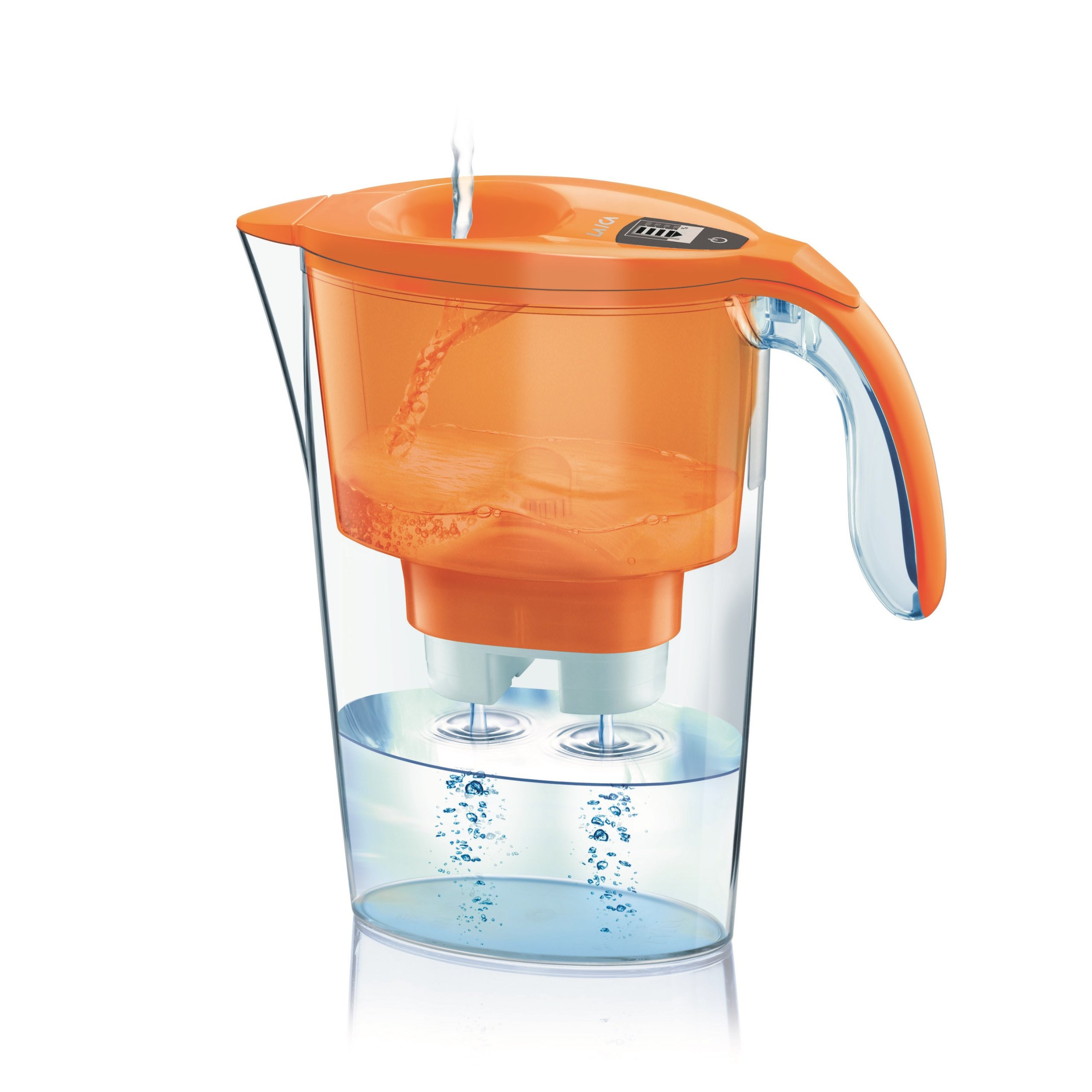 Laica Stream Water Filter Pitcher with Bi-flux MineralBalance Filter System - 10 Cup BPA-Free Orange Water Purifier for Home & Office | Improves Taste & Removes Impurities | Perfect for Refrigerator Storage & Healthy Hydration