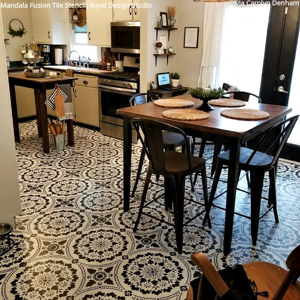 Mandala Fusion Tile Stencil - Reusable DIY Painting Template for Wall, Floor & Furniture Decoration - Perfect for Home, Yoga Studios & Meditation Spaces