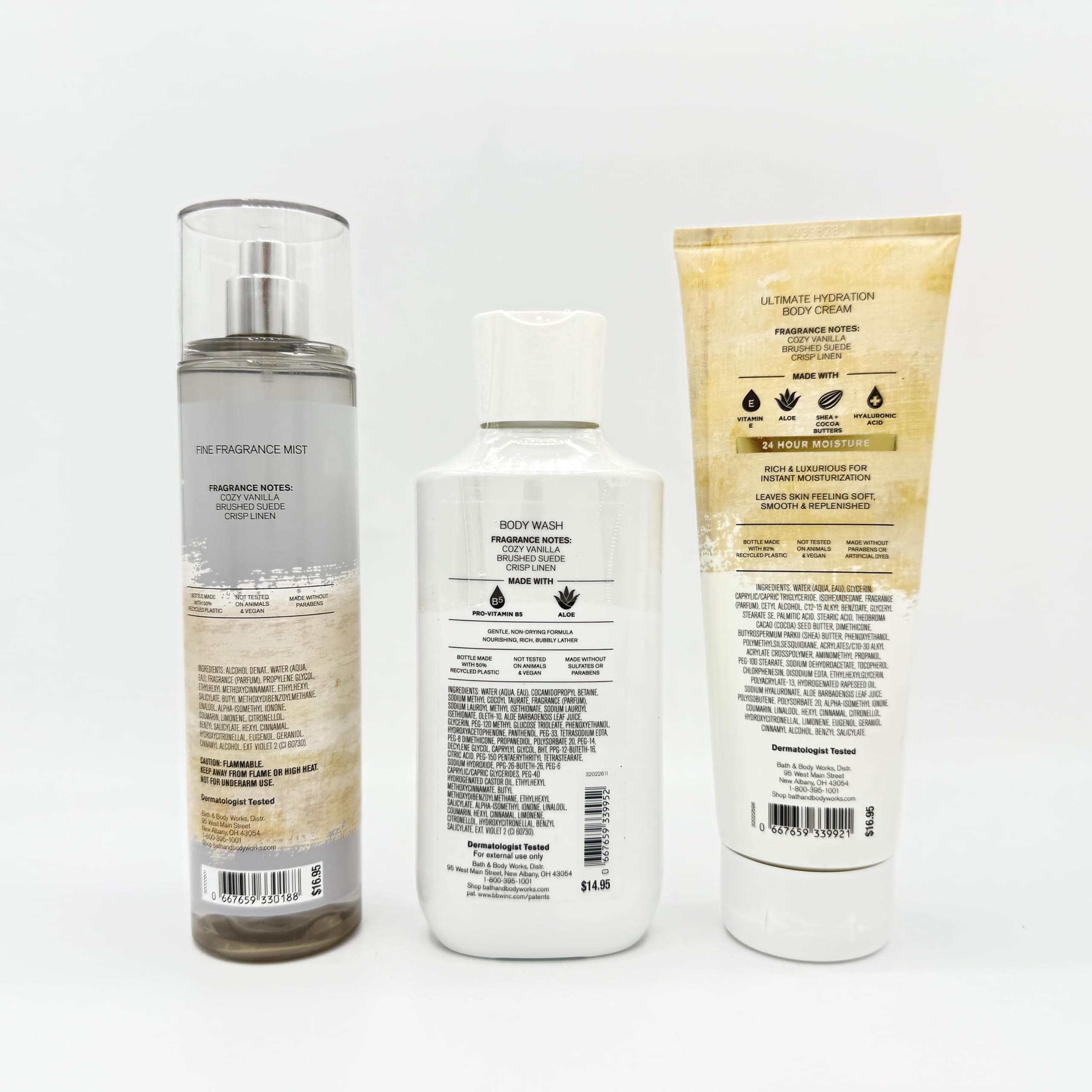 Vanilla Suede 3-Piece Bath & Body Gift Set - Moisturizing Body Cream, Refreshing Body Wash & Long-Lasting Fragrance Mist | Luxurious Skincare Routine for Women, Perfect Gift for Mother's Day & Birthday
