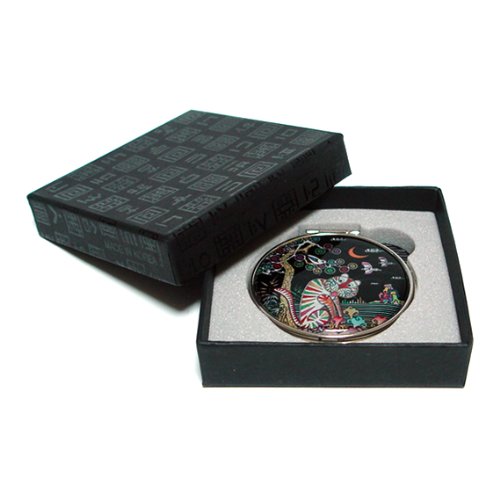2X/1X Magnification Compact Mirror - Travel Makeup Mirror for Women, Portable Handheld Cosmetic Mirror for Purses & Gifts (Tiger Black) - Perfect for Travel & Touch-ups