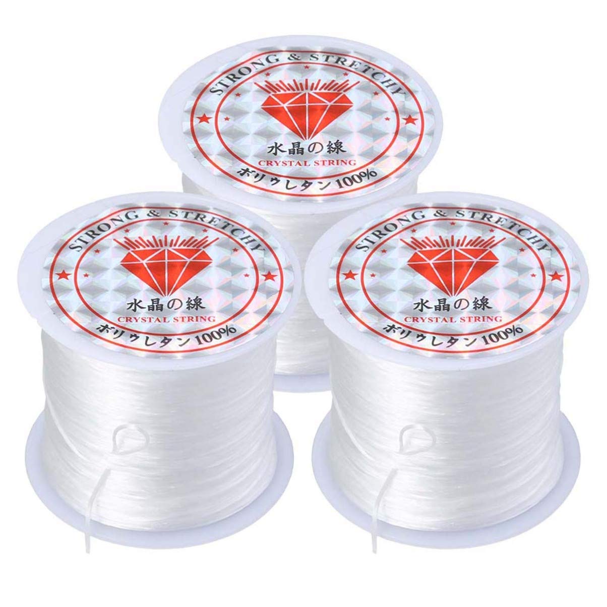 3-Piece Elastic Crystal Rope Set - Transparent Stretchable Thread for Jewelry Making, DIY Crafts, Beading & Scrapbooking - Perfect for Bracelets, Necklaces & Home Decor Projects