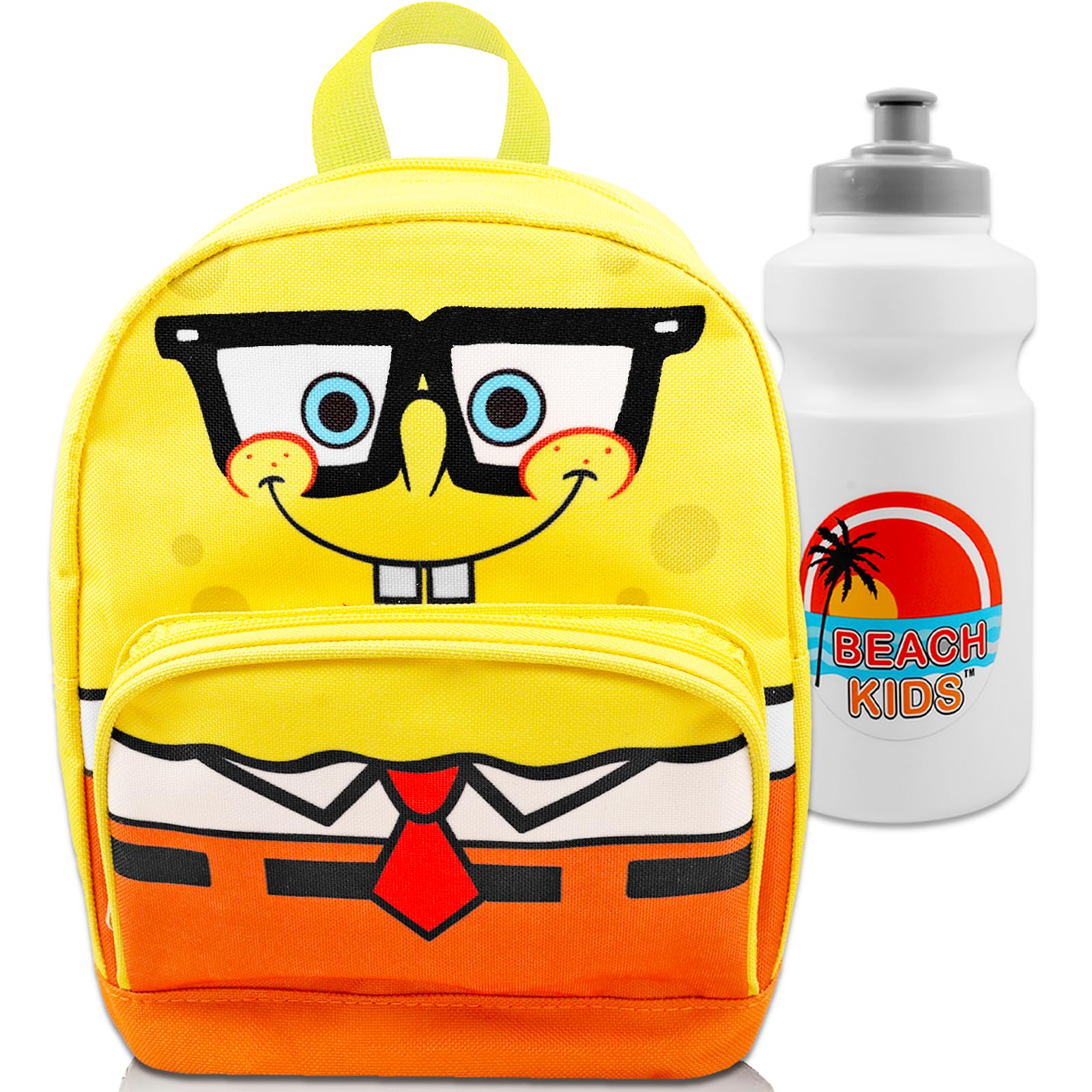 Spongebob Squarepants Mini Backpack Set - 10 Inch Canvas School Backpack with Front Pocket & Water Bottle Holder | Cute Cartoon Character Backpack for Kids, Teens & Anime Fans | Perfect for School, Travel & Cosplay