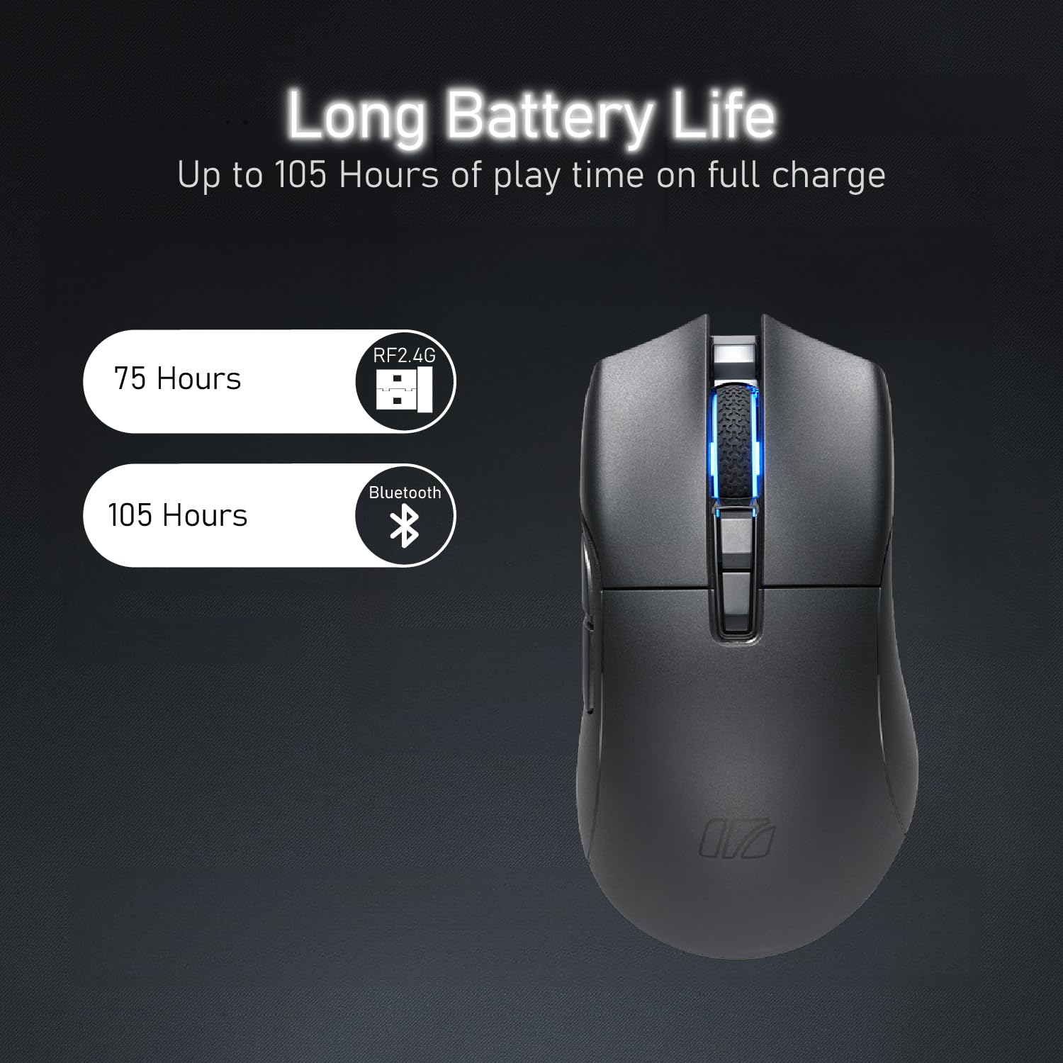 iRocks M31R Wireless Gaming Mouse - Triple Mode 2.4G/Bluetooth/USB-C Detachable Cable, Kailh GM8.0 Switches, PixArt PAW3395 Sensor, 26000 DPI - Black | Perfect for FPS, MOBA & PC Gaming at Home or Office