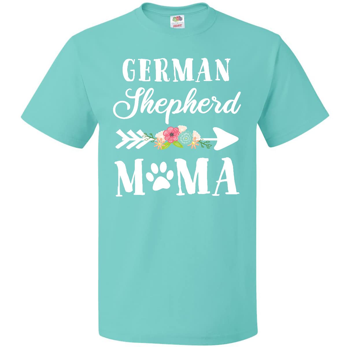 Inktastic German Shepherd Mama with Arrow and Flowers T-Shirt - Cute Dog Lover Apparel for Women, Casual Wear & Gift Ideas for Pet Owners