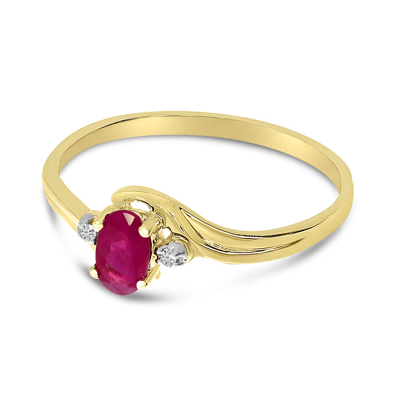 10K Yellow Gold Ruby and Diamond Ring for Women - Elegant Vintage Style Jewelry for Engagement, Anniversary, and Special Occasions