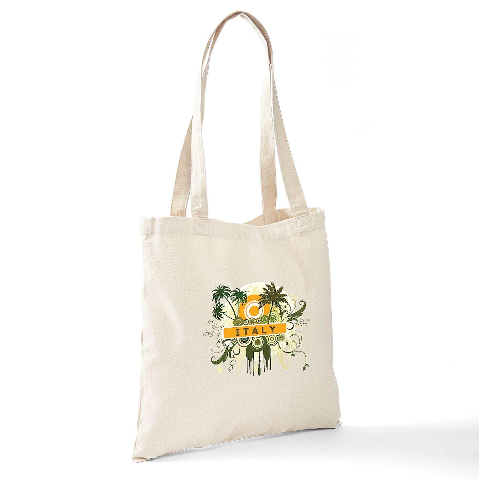 Palm Tree Italy Tote Bag - Natural Canvas Reusable Shopping Bag for Beach, Grocery & Travel | Eco-Friendly Cotton Tote with Italian Design