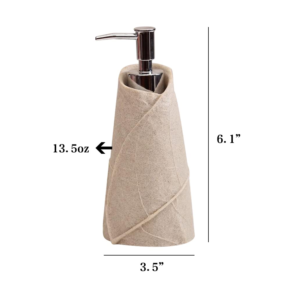 WAYUTO Stainless Steel Soap Dispenser Pump - Elegant Liquid Hand Soap Bottle for Kitchen, Bathroom & Laundry | Beach Inspired Bathroom Decor with Sanitizer Leaf Design | Perfect for Home, Office & RV Use