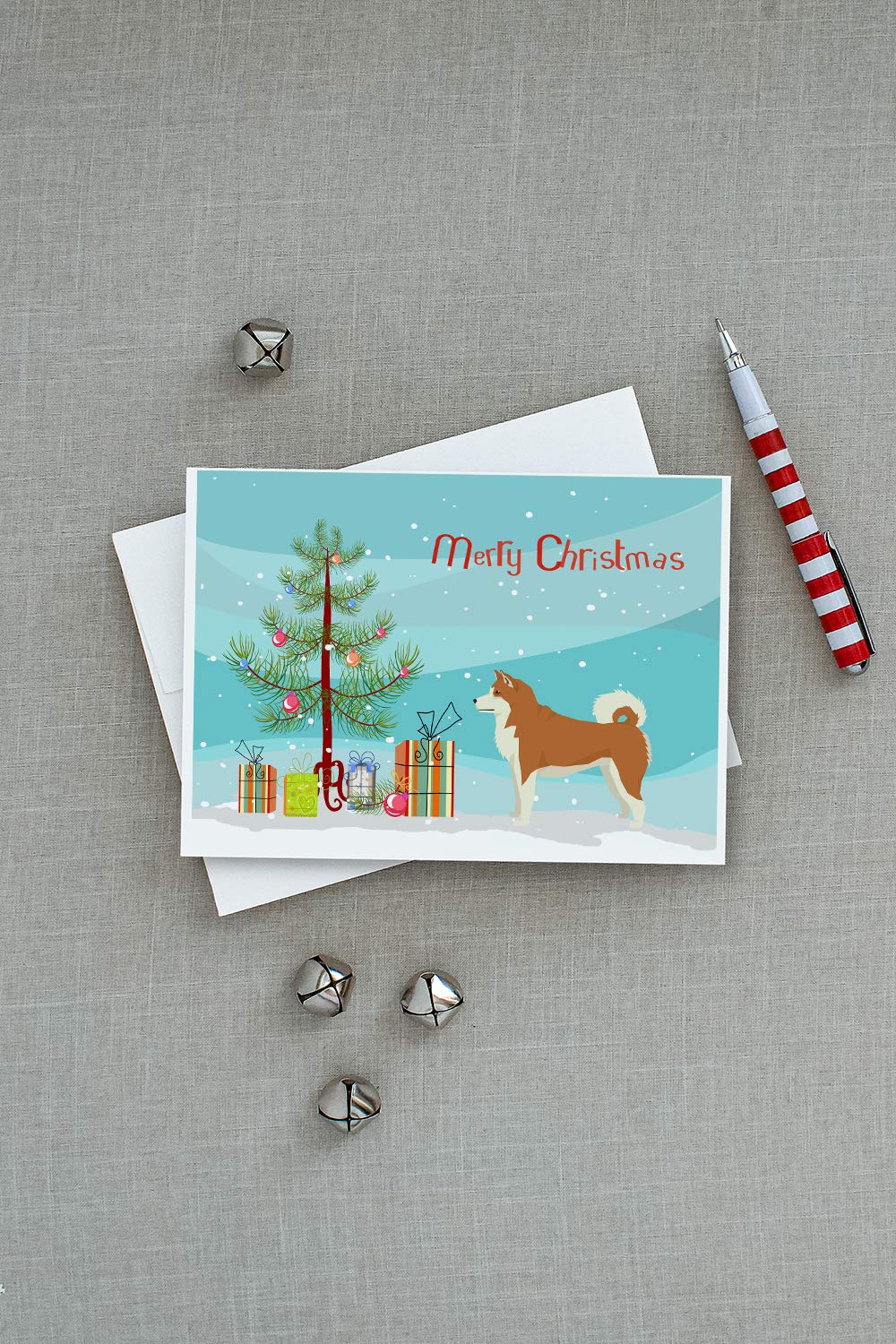 Premium Akita Christmas Tree Greeting Cards - Pack of 8 Blank A7 Note Cards (5x7) with Envelopes - Holiday Stationery for Christmas Wishes, Party Invitations & Festive Correspondence